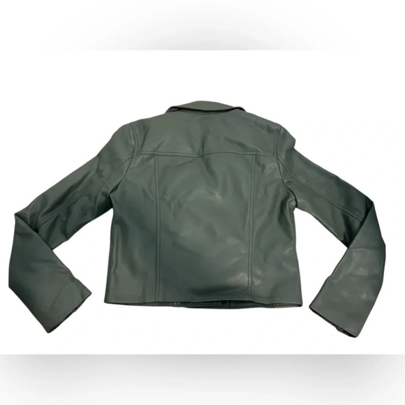 NWT Blank NYC Faux Leather Crop Moto Jacket in Olive Green size S - Picture 2 of 5